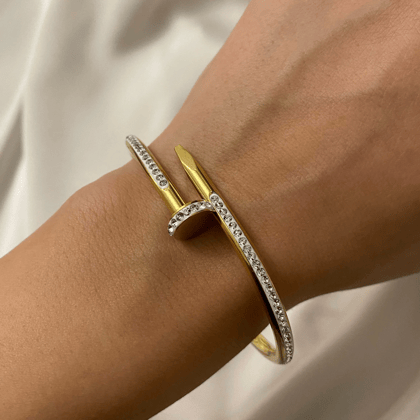 Clink 18k Gold Plated Zircon Nail Bangle