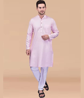 PRINTCULTR Pink Cotton Regular Fit Men's Kurta Pyjama Set ( Pack of 1 )