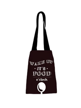 Printed Astara Black Canvas Lunch Bag