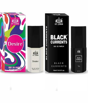 ST.JOHN Cobra Black Currents & Desire Pocket Perfume For Men 10ml Each (20ml) - Pack of 2