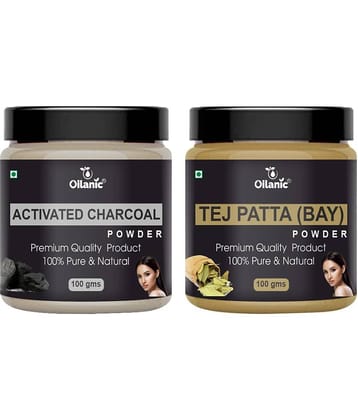 Oilanic 100% Activated Charcoal Powder & Tej Patta Powder For Skin Hair Mask 200 g Pack of 2