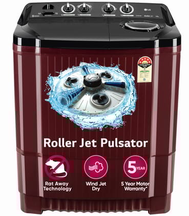 LG 11.5 kg, 5 Star, Roller Jet Pulsator with Soak, Wind Jet Dry Technology, Semi-Automatic Top Load Washing Machine (2025 Model, P115ASDAZ, Smart Filter & Rat Away feature) LG 11.5 kg, 5 Star, Roller Jet Pulsator with Soak, Wind Jet Dry Technology, Semi-