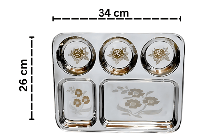 Wektu Stainless Steel Bhojan Thal/5 in 1 Container/Pack of 1