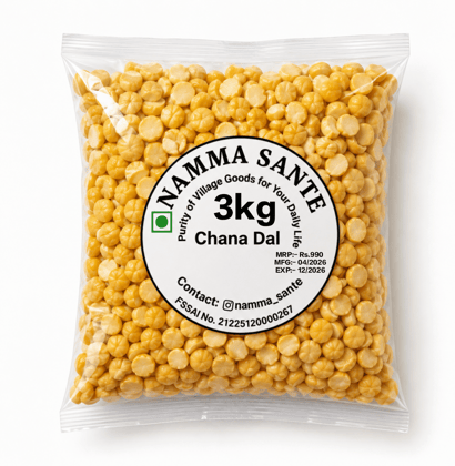 Chana Dal, Split Bengal Gram, Bengal Gram Dal, Boot Dal, Kadale Bele 3kg Chana Dal, Split Bengal Gram, Bengal Gram Dal, Boot Dal, Kadale Bele 3kg