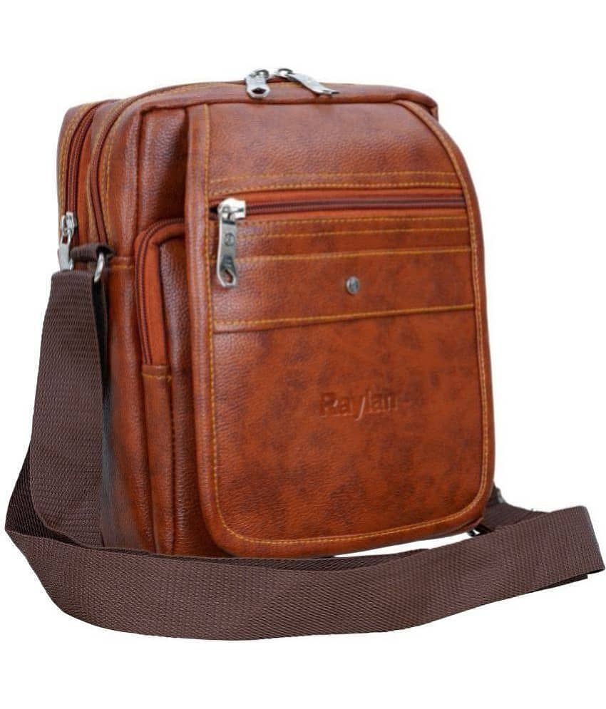 Raylan Brown Textured Messenger Bag