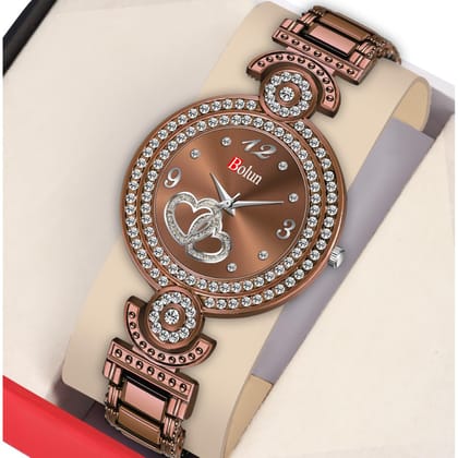 Bolun Brown Heart Dial BD Girls and Women Watch