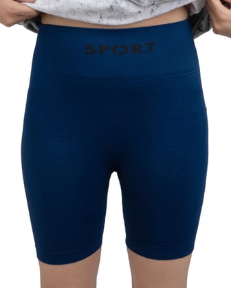 Bellbum Navy Blue Seamless Yoga Shorts – High-Waist Body-Hugging Spandex (Copy)-One size