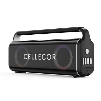 CELLECOR CBS-04 Thunder 120W RMS Bluetooth Speaker with 10 Hours Playtime | TWS Mode | Multiple LED Light Modes | Eco Adjuster | Dual EQ Modes | Multiple Connectivity Wireless Portable (Black Gray)