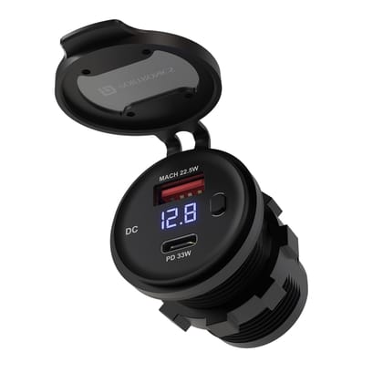 Portronics Spark 51W Multi-Vehicle Phone Charger, 33W Type-C Power Delivery, 18W USB Fast Charging, Type-C & USB Dual Output, for Motorcycles & Scooters Portronics Spark 51W Multi-Vehicle Phone Charger, 33W Type-C Power Delivery, 18W USB Fast Charging, T