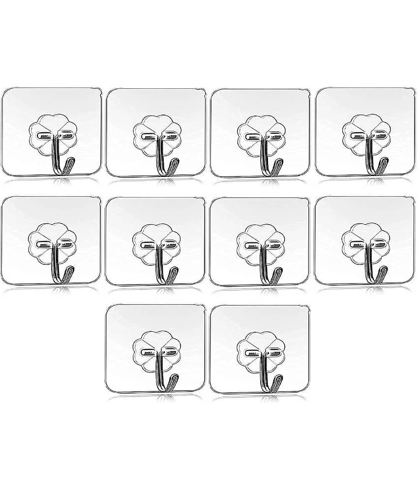 Self Adhesive PVC Flower Wall Hooks, Pack of 10