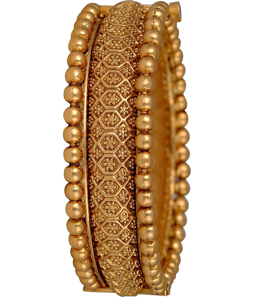 Ethnic 1 Gram Gold Plated Floral Design Openable Kada for women & Girls