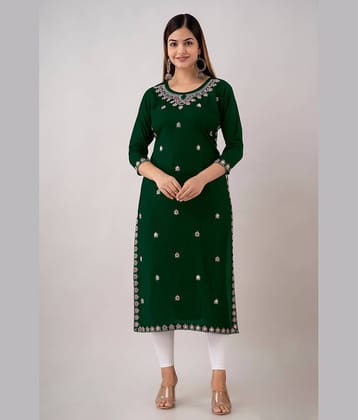Kapadia - Green Rayon Women's Straight Kurti ( Pack of 1 )