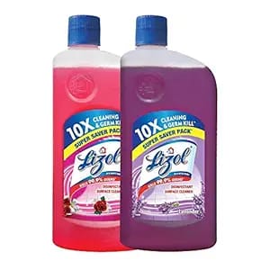 Lizol Disinfectant Surface & Floor Cleaner Liquid Floral 975 ml + Lavender 975 ml, Combo (Pack of 2)