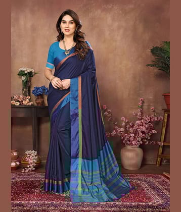 NightBlue Banarasi Silk Woven Saree With Unstitched Blouse Piece ( Grey )