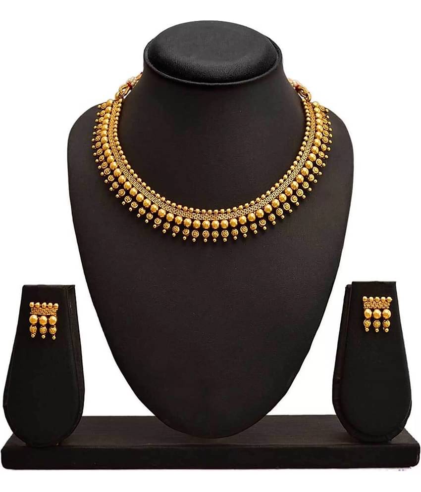 ROFARWORD Gold Brass Necklace Set ( Pack of 1 )