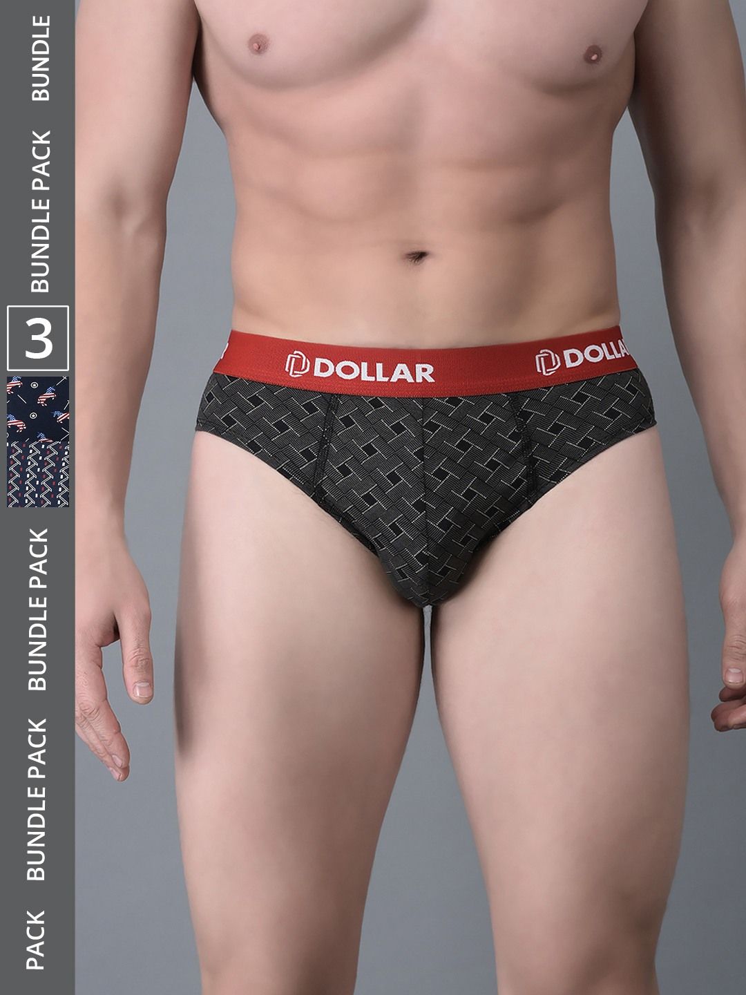 Men's Assorted Pack of 3 Combed Cotton Printed Brief