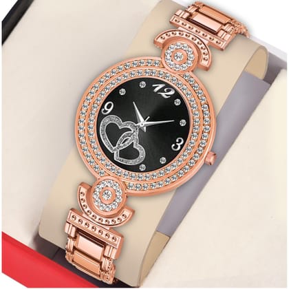 Bolun Black Heart Dial Rose Gold BD Girls and Women Watch