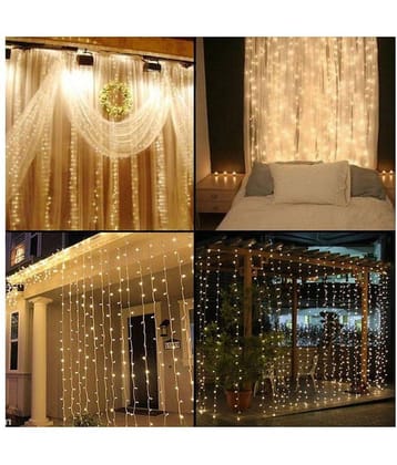 a to z traders 3x3Mtr Waterfall curtain LED String Lights Yellow