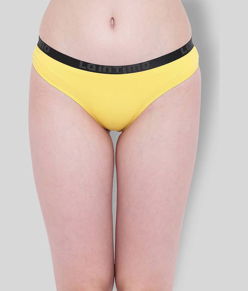 La Intimo Nylon Solid Women's Briefs ( Yellow )