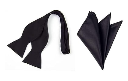 VOICI France Men's Self-Knot Open Bow Tie Black color Free Size for Tuxedo or Dinner jacket - Black