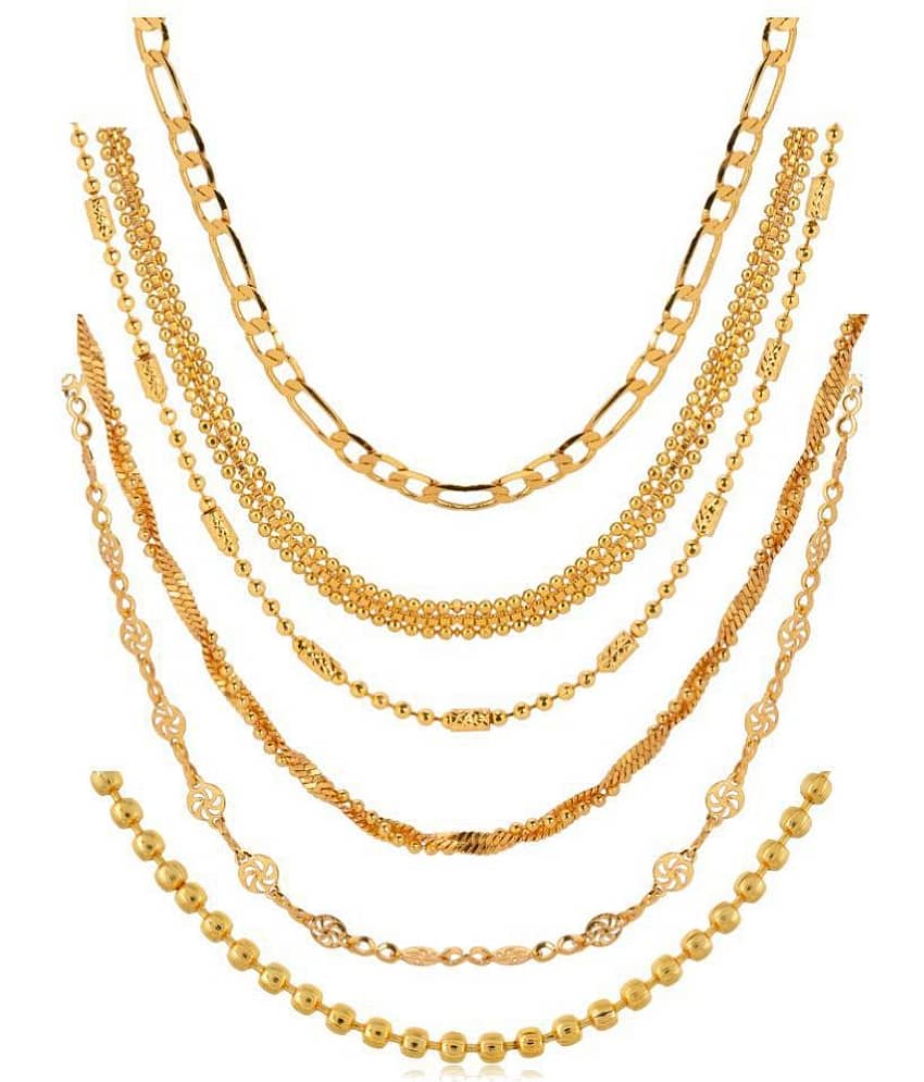 AanyaCentric Gold Plated Chains Combo ( Set of 6 )