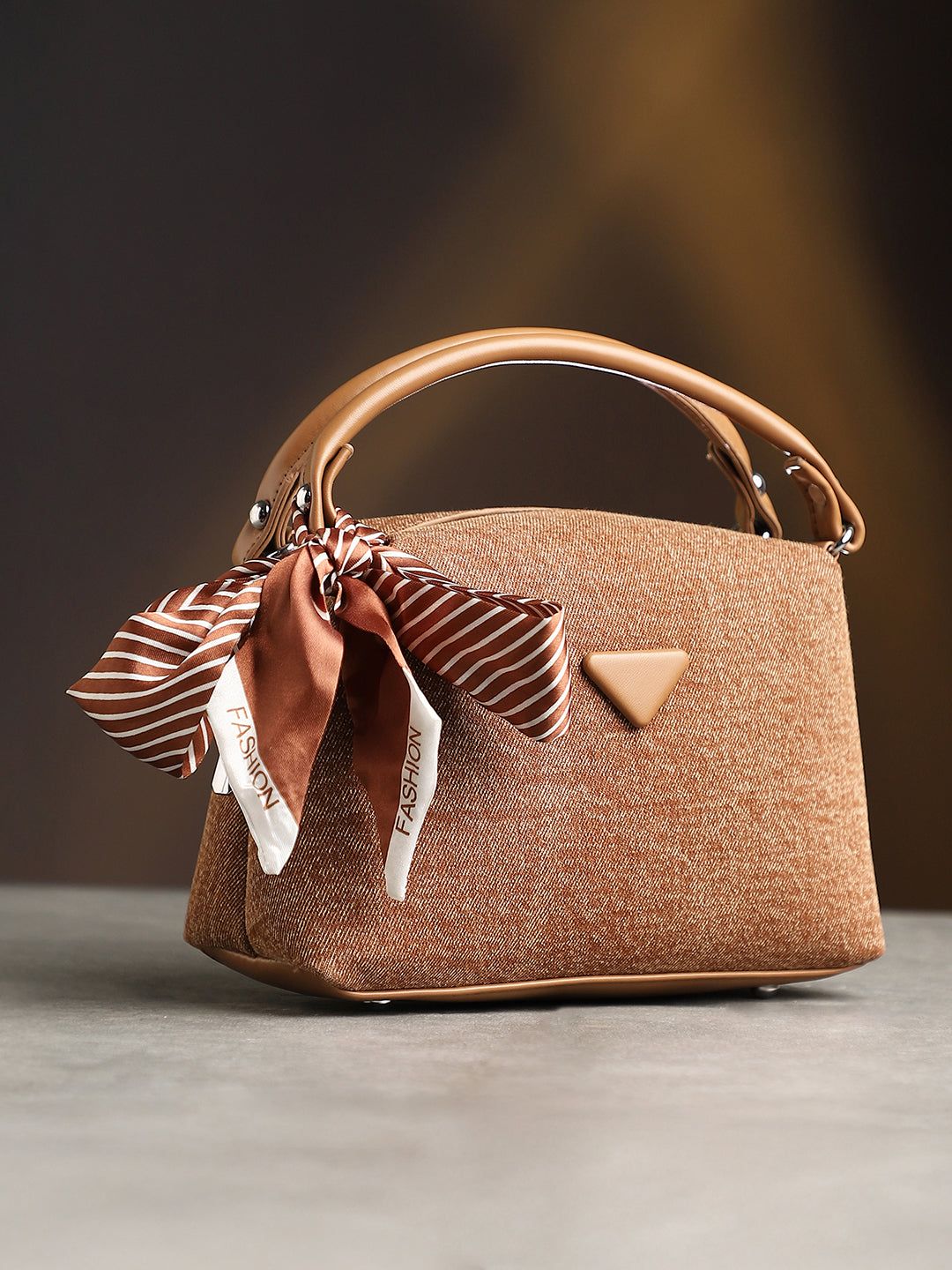 The Denim-Curve Hand Bag - Peanut Brown-Hand Bag
