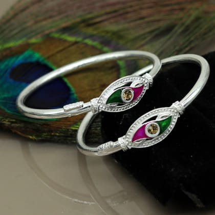 Handmade vintage antique design customized silver baby bangle kada, excellent enamel design bangle bracelet unisex kids jewelry nbbk89