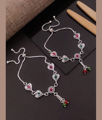 Shivay Fashion  hub Silver Anklets ( Pack of 2 )