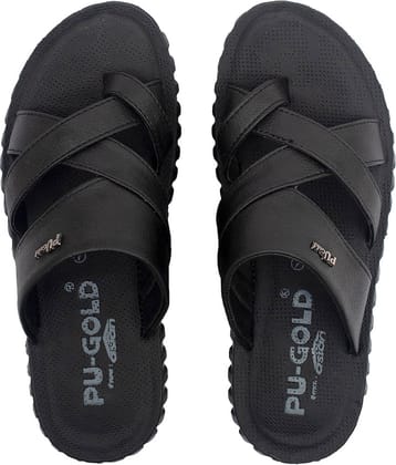 ASIAN Black Men's Leather Slipper