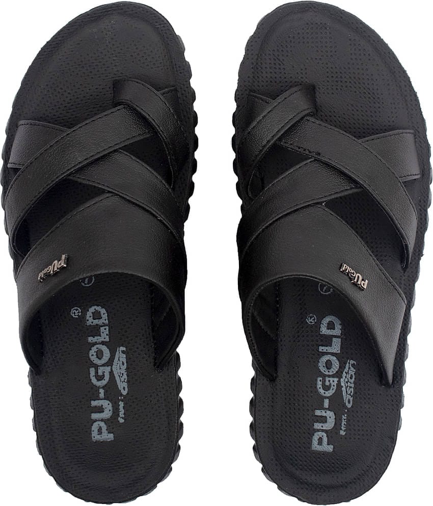 ASIAN Black Men's Leather Slipper