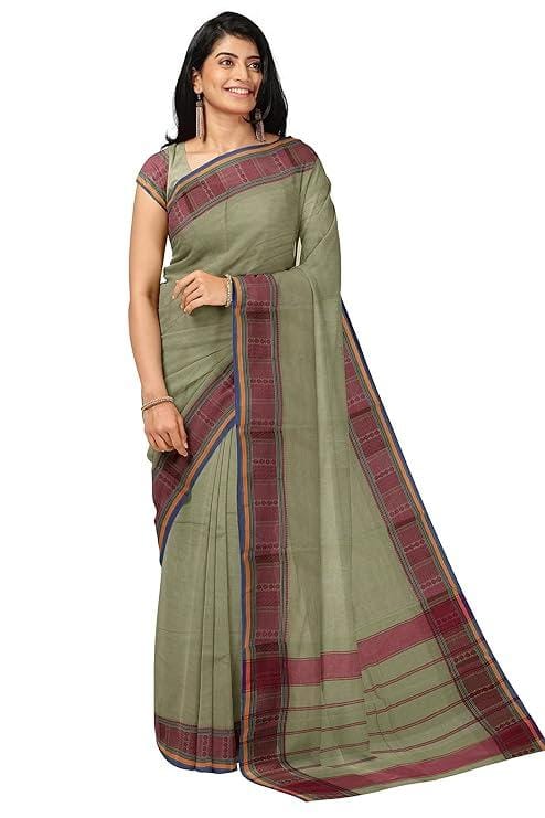 SENSAN Women’s Kanchi Cotton Saree with Blouse Piece