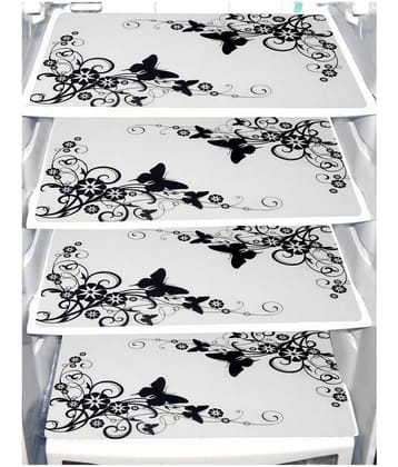 PVC Printed Rectangular Fridge Mats 29x44 cms ( Pack of 4 ) Multicolor