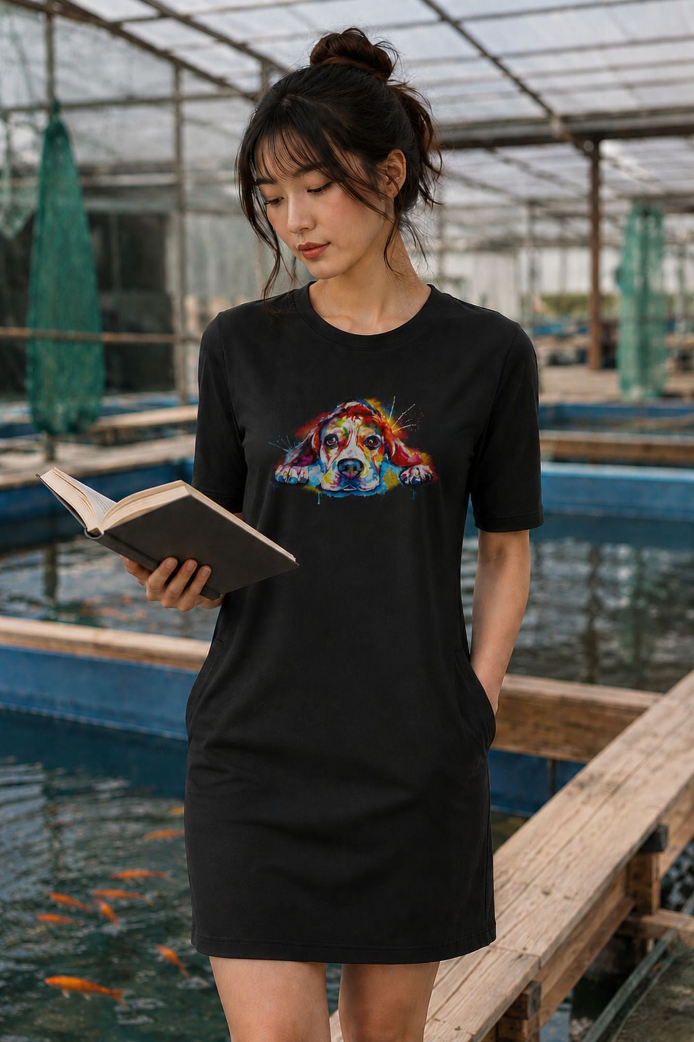T-shirt Dress With Pockets - Droopy Dog Eyes (6 Colours) (Slim Fit)