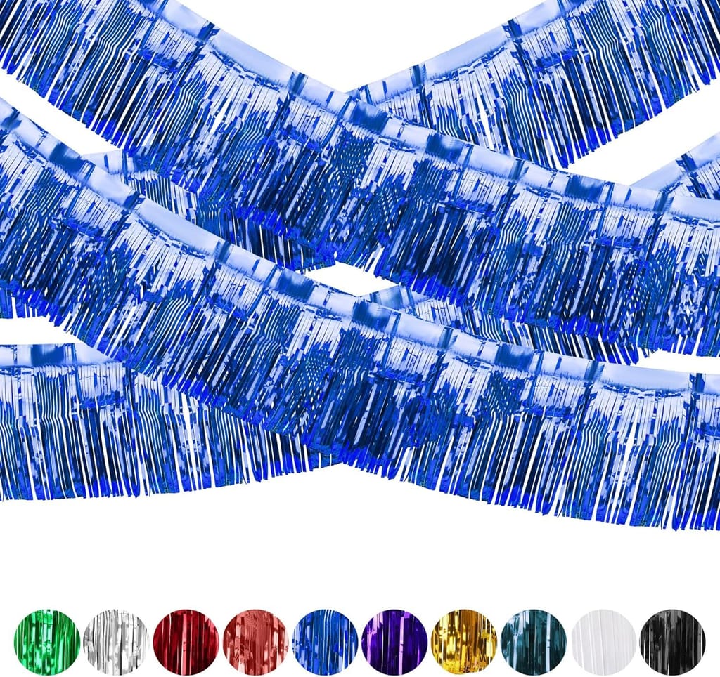 Metallic Foil Fringe Dark Blue Garland Set for Wall Hanging Decoration - 4PC - Party and Festive Needs | Buy online on ZillyBuy