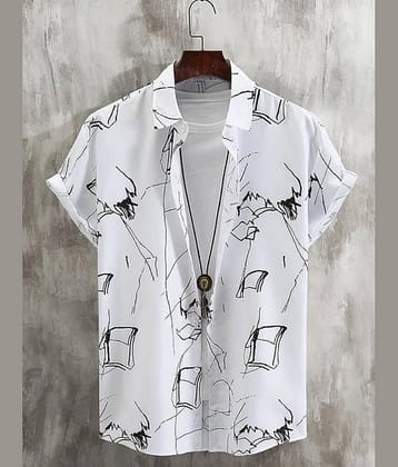 ARZ Poly Cotton Regular Fit Self Design Half Sleeves Men's Casual Shirt - White ( Pack of 1 )