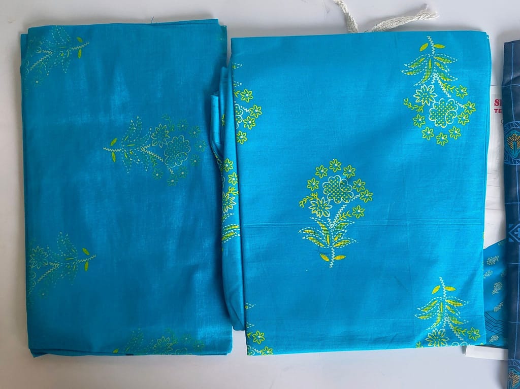 Shreejee Black and Blue Cotton Printed Patiala Suit with Dupatta