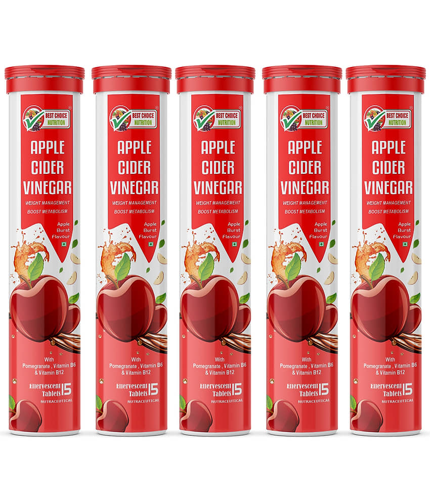 Best Choice Apple Cider Vinegar Tablets Effervescent Tablets for Weight Loss Apple Flavour 15 No.s (Pack of 5)