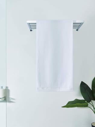DDECOR - Pioneer Collection 100% Cotton Bomboo Plains And Textures Pattern  Bath Towel |75 CM X 150 CM| - White