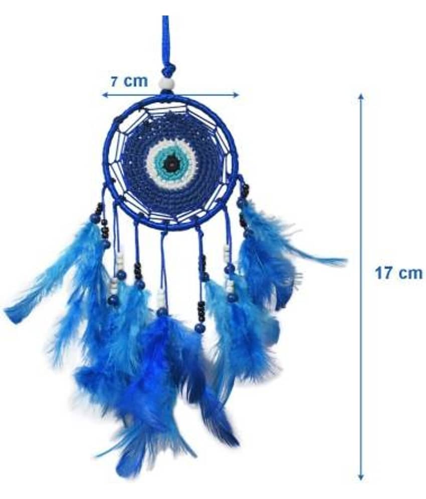 Zimka - Blue Feather Dream Catcher - Pack of 1 ( 17 X 7 cms )