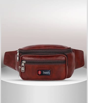 Swanky Travel Waist Bag Leather Brown Waist Pouch