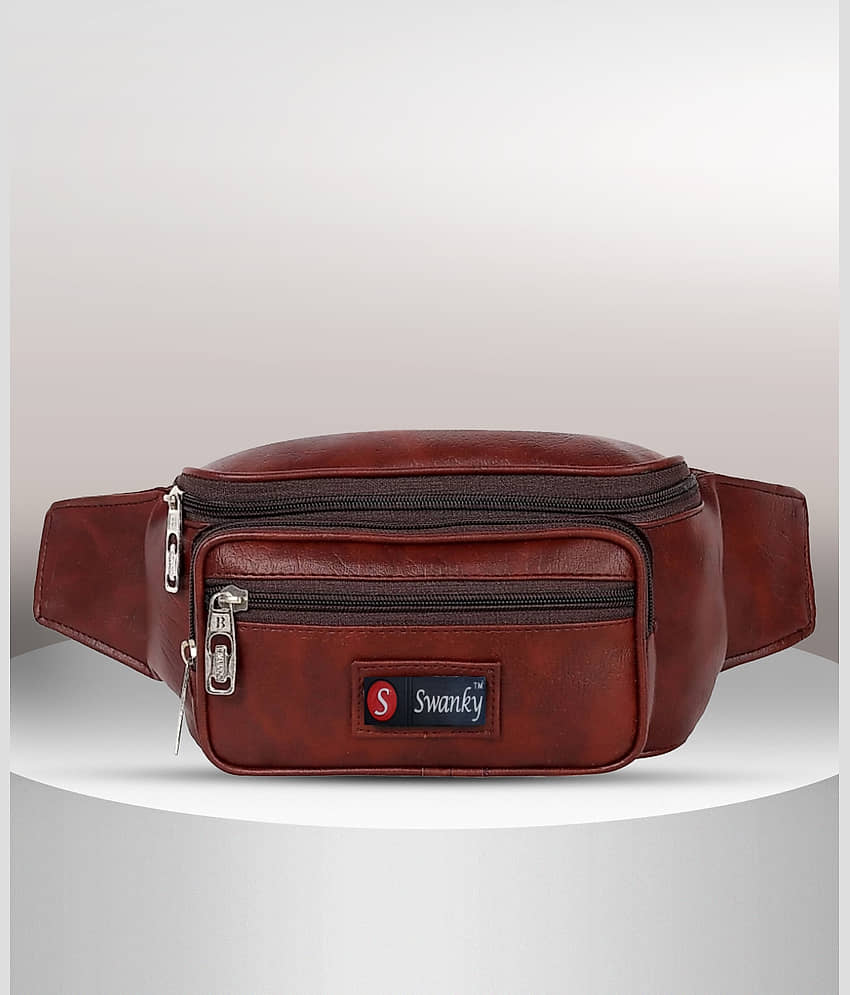 Swanky Travel Waist Bag Leather Brown Waist Pouch