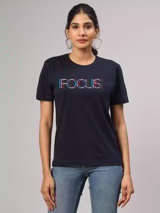 Focus - Sukhiaatma Unisex Graphic Printed Navy Blue T-shirt-XS-36