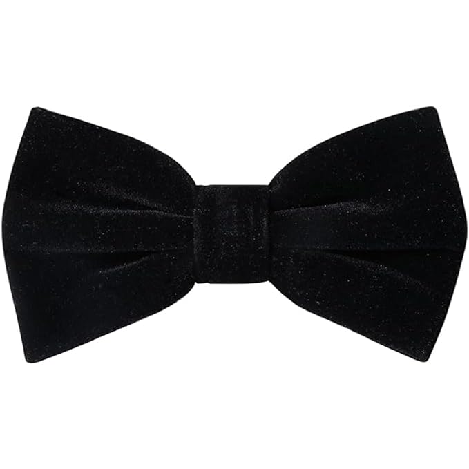 VOICI Men's Velvet & Satin oversized Bow & Pocket Square Tie Black Color Free Size best for Tuxido dinner jackets - Black Velvet Small