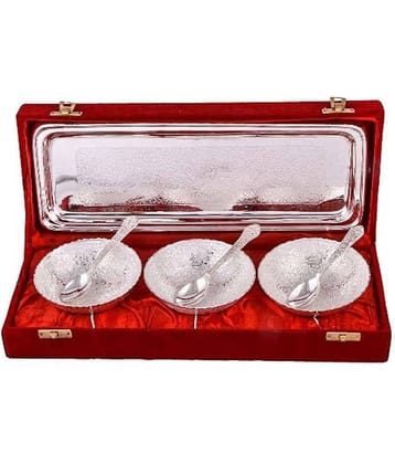 Urban hemlet Silver Plated 3 Mor Bowl With Spoon With Tray