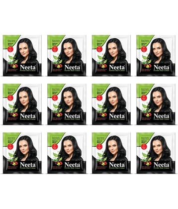 Neeta Powder Hair Colour Natural Black 5g Pack of 12, Henna Based Hair Color for Women Men, Enriched with Natural Herbs