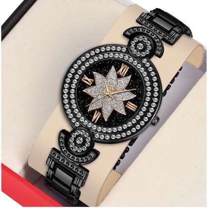 Bolun Black Star Flower Dial Black BD Girls and Women Watch