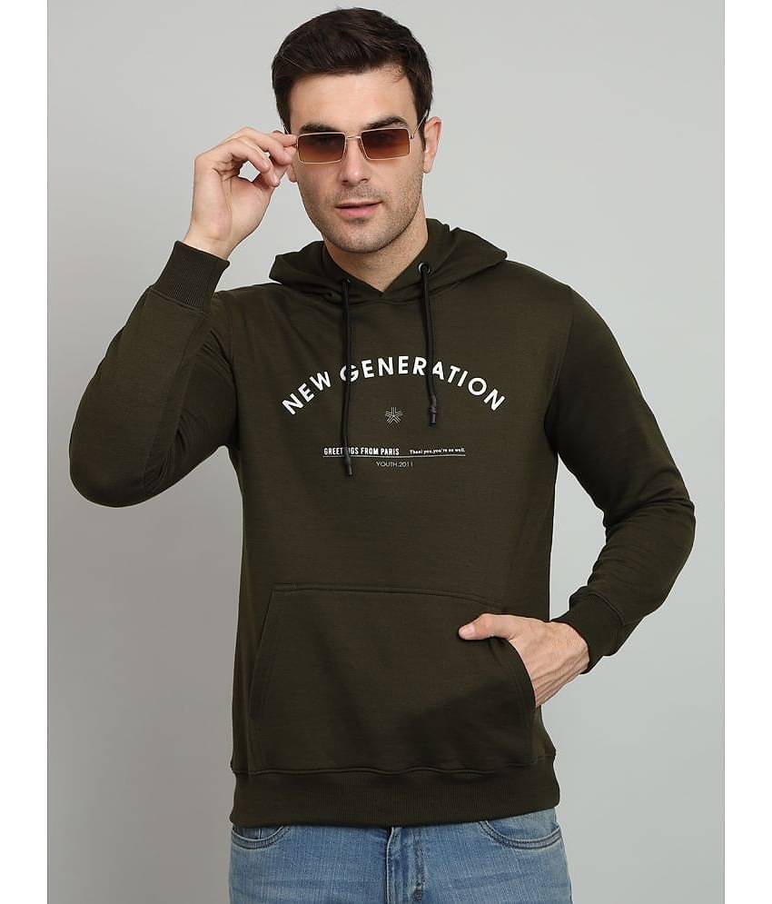 OGEN Cotton Blend Hooded Men's Sweatshirt - Olive ( Pack of 1 )