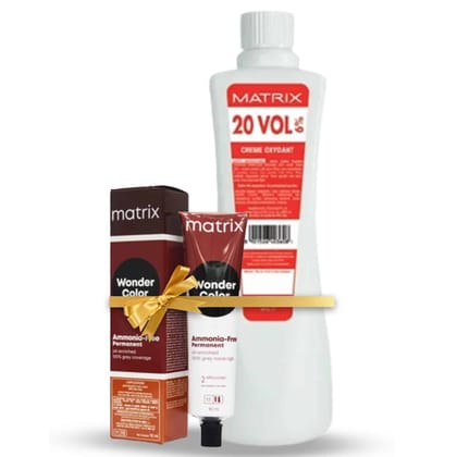 Matrix Wonder Hair Color 4.56 Brown With Mahogany Red 90g + Developer 20 Vol Combo