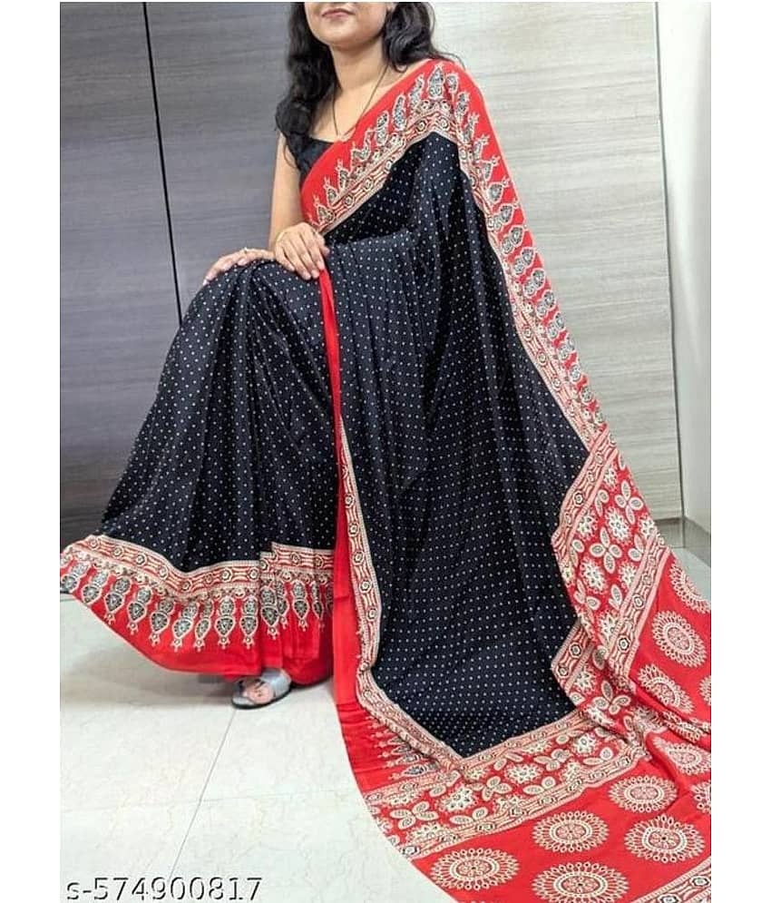JIHANA FAB Georgette Printed Banarasi saree With Unstitched Blouse Piece ( Multicolor )