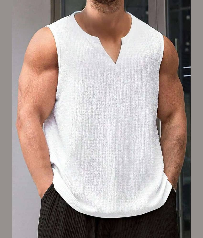 RodZen Pack of 1 Cotton Blend Tank For Men ( White )